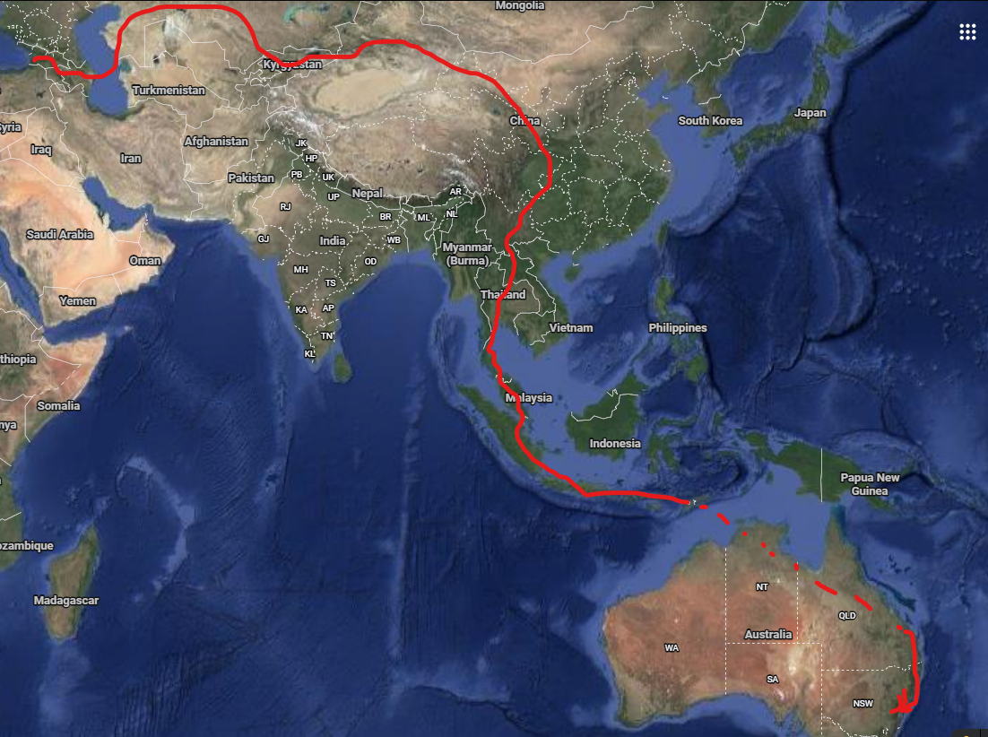 Map of the Asia route
